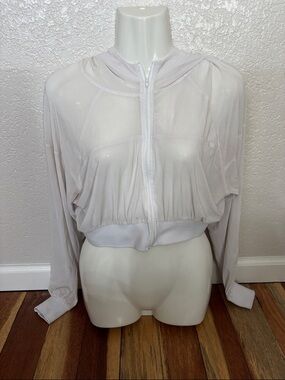 Lightweight White Zip-Front Women's Hooded Top